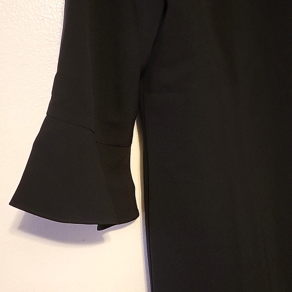 Nwt Cooper & Ella Matilda Black Dress Ruffled Hem Sleeves Gold Zip Back LBD Mini - Picture 3 of 5